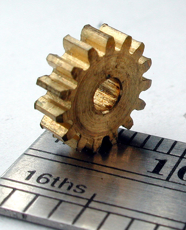 Spur Gear, 0.5mod x 15 Teeth x 8.5mm OD x 2.4mm Bore, Brass