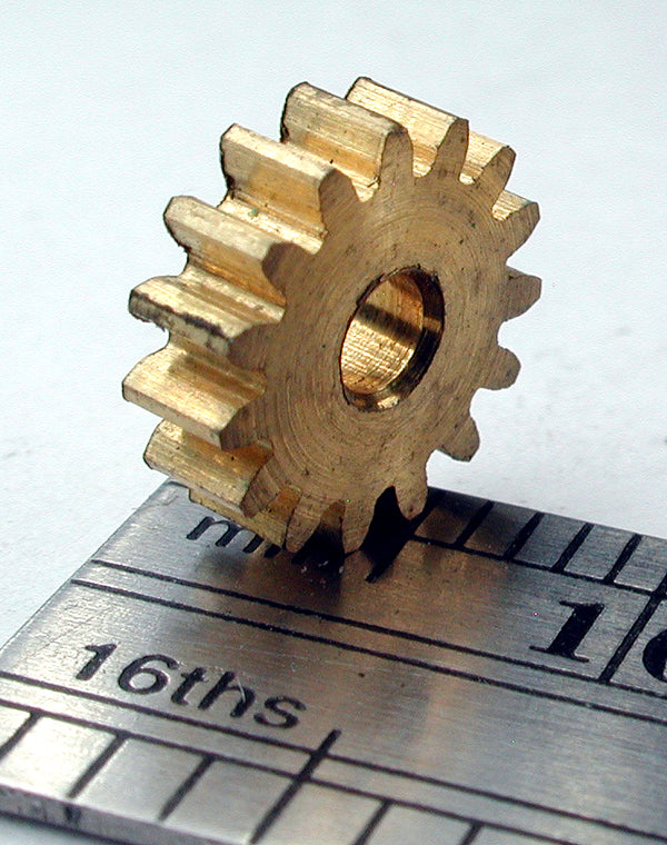 Spur Gear, 0.5mod x 16 Teeth x 9.0mm OD x 2.4mm Bore, Brass