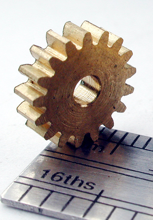 Spur Gear, 0.5mod x 17 Teeth x 9.5mm OD x 2.4mm Bore, Brass