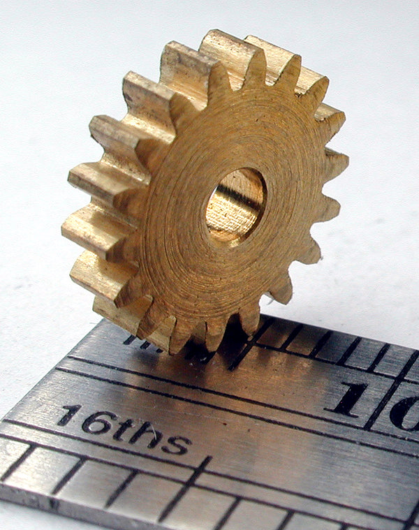 Spur Gear, 0.5mod x 18 Teeth x 10.0mm OD x 2.4mm Bore, Brass