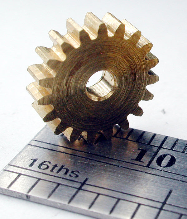 Spur Gear, 0.5mod x 19 Teeth x 10.5mm OD x 2.4mm Bore, Brass