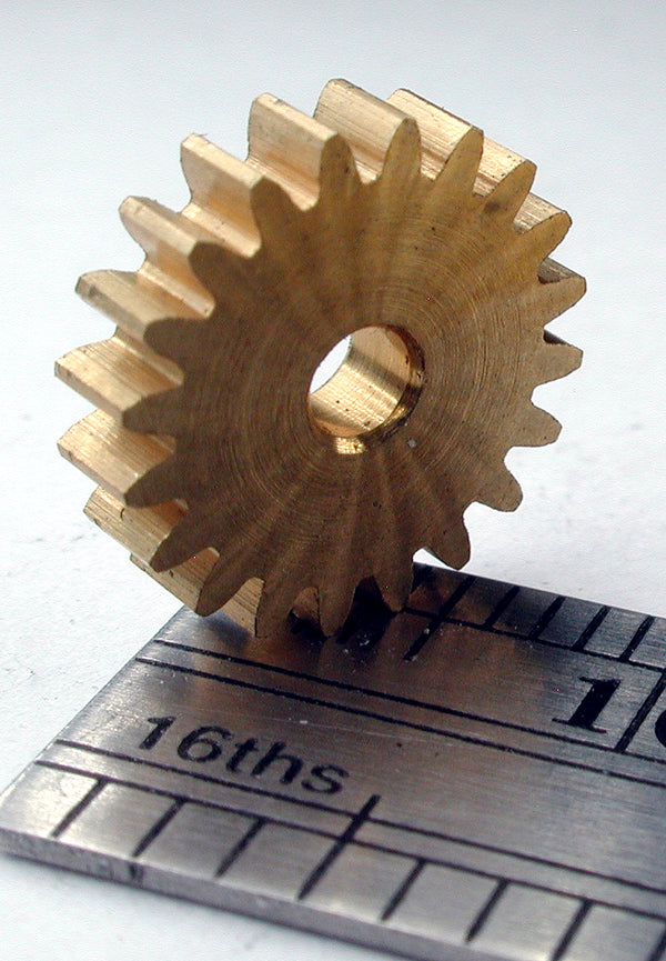 Spur Gear, 0.5mod x 20 Teeth x 11.0mm OD x 2.4mm Bore, Brass