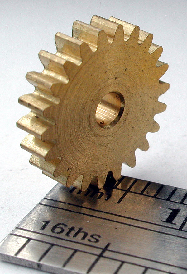 Spur Gear, 0.5mod x 22 Teeth x 12.0mm OD x 2.4mm Bore, Brass