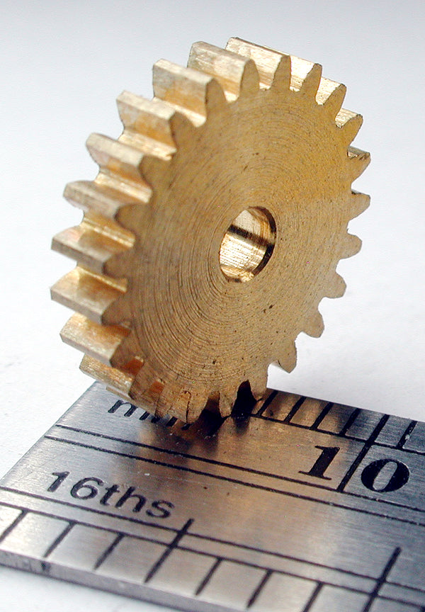 Spur Gear, 0.5mod x 23 Teeth x 12.5mm OD x 2.4mm Bore, Brass