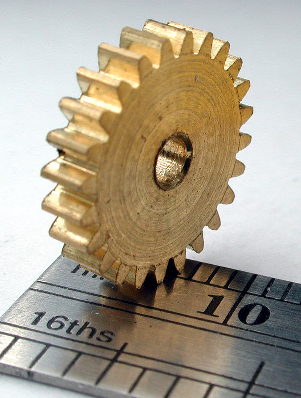 Spur Gear, 0.5mod x 24 Teeth x 13.0mm OD x 2.4mm Bore, Brass