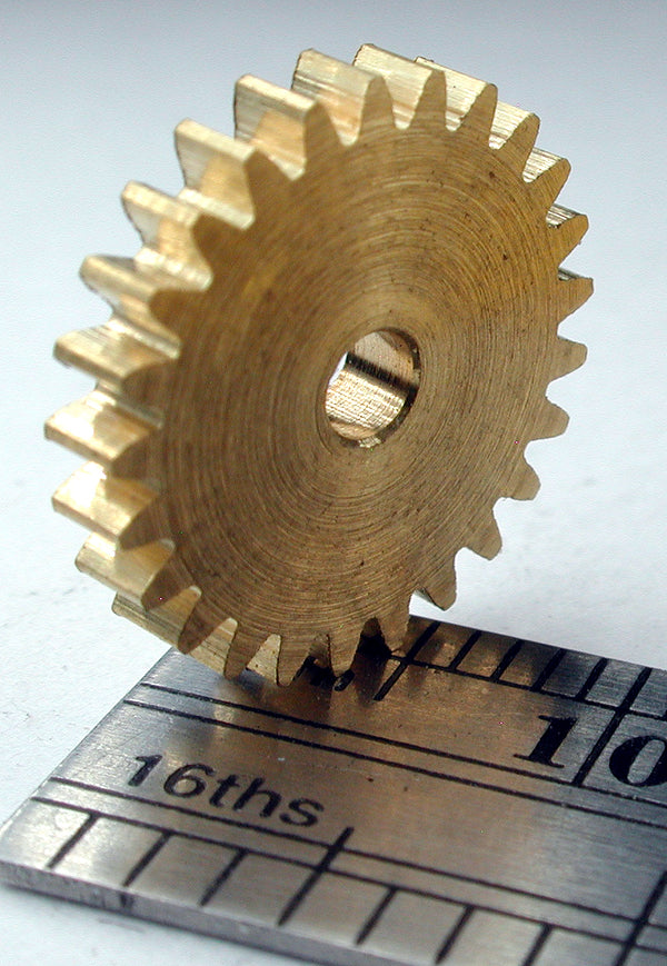 Spur Gear, 0.5mod x 25 Teeth x 13.5mm OD x 2.4mm Bore, Brass