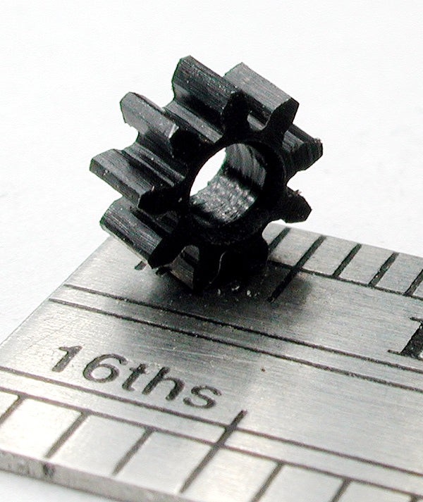 Spur Gear, 0.5mod x 9 Teeth x 5.5mm OD x 2.4mm Bore, Delrin