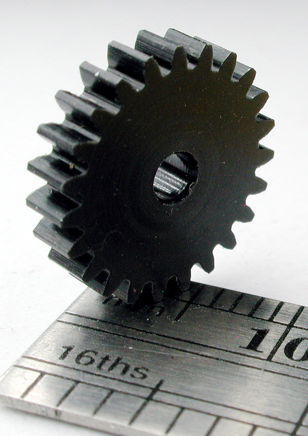 Spur Gear, 0.5mod x 23 Teeth x 12.5mm OD x 2.4mm Bore, Delrin