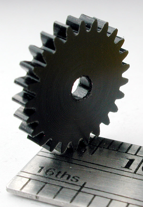 Spur Gear, 0.5mod x 25 Teeth x 13.5mm OD x 2.4mm Bore, Delrin