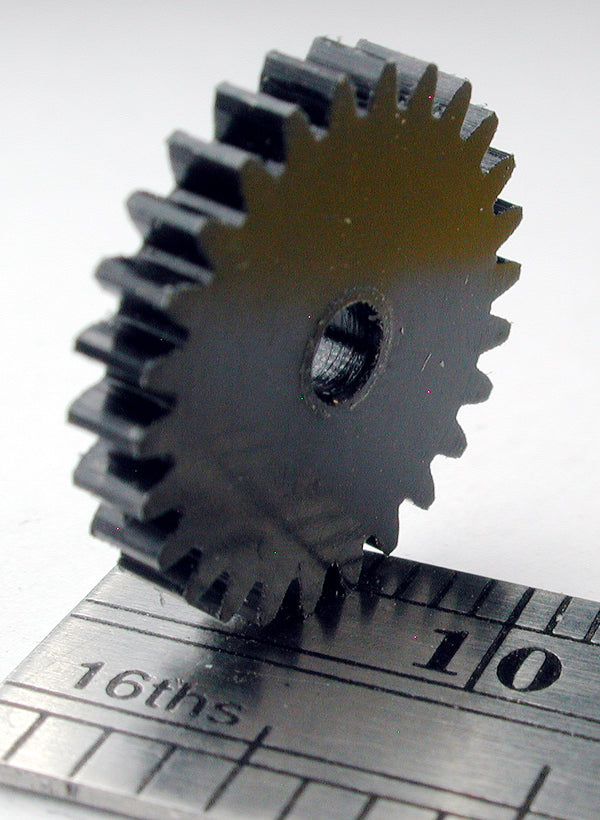 Spur Gear, 0.5mod x 26 Teeth x 14.0mm OD x 2.4mm Bore, Delrin