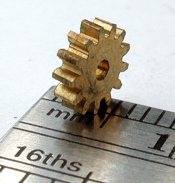 Worm Gear, 0.4mod x 13 Teeth x 6.0mm OD x 0.062" Face x 1.35mm Bore, Brass