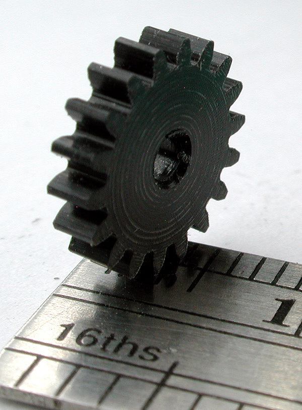 Spur Gear, 0.4mod x 18 Teeth x 9.92mm OD x 0.079" Face x 2.0mm Bore, Delrin