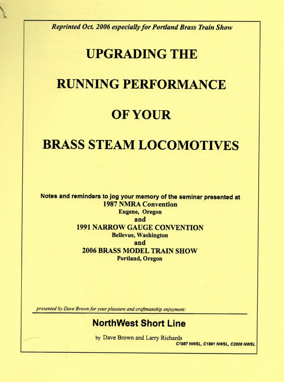 Booklet: Upgrading the Running Performance of your Brass Steam Locomotives